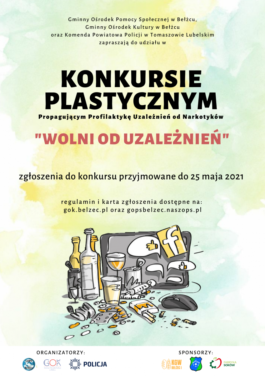 Plakat konkursowy Wolni od uzależnień 