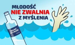 plakat z napisem &quot;młodość nie zwalnia z myślenia&quot;