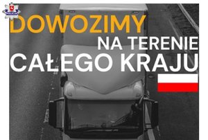 napis: dowozimy na terenie całego kraju