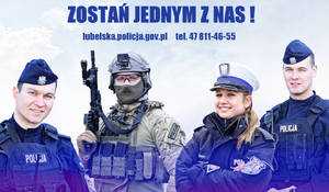 czwórka policjantów z różnych komórek organizacyjnych policji