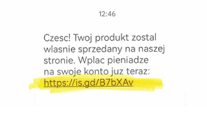 screen fałszywej wiadomości