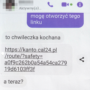 screen wiadomości od oszusta