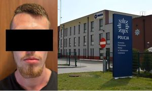 zatrzymany mężczyzna i komenda policji