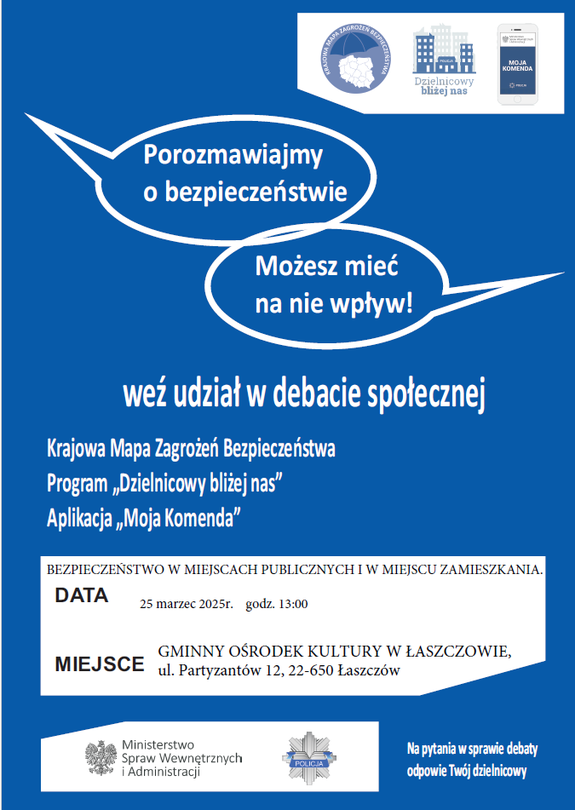 plakat zaproszenie na debatę w Łaszczowie