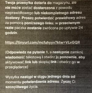 wiadomość jaką otrzymała 32 latka od oszusta