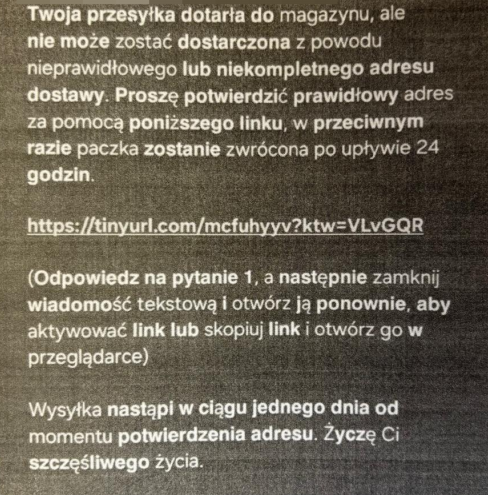 wiadomość jaką otrzymała 32 latka od oszusta