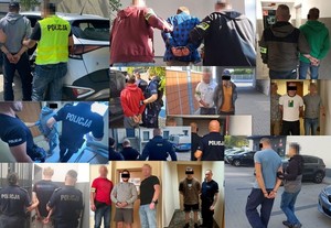 kolaż zdjęć z zatrzymanymi osobami przez policję