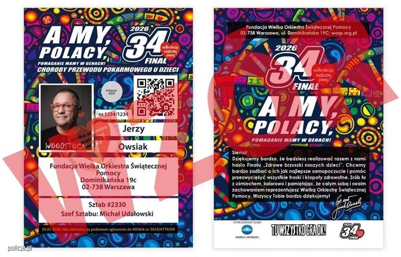 zdjęcie wzoru legitymacji Wielkiej Orkiestry świątecznej Pomocy