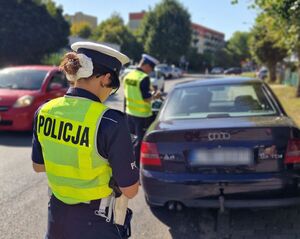 policjanci kontrolują samochód