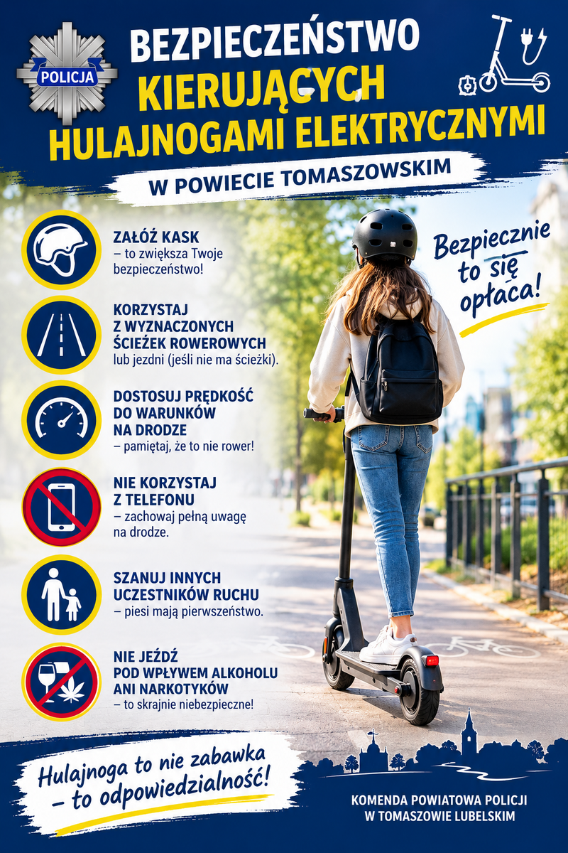 Kontrole bezpieczeństwa użytkowników hulajnóg elektrycznych w powiecie